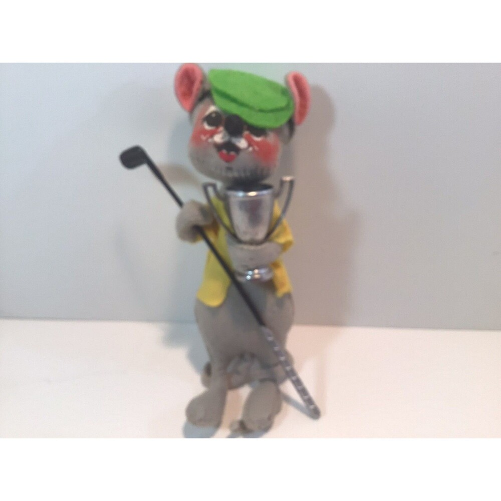 Annalee Nobility Doll Golfer Mouse with Club and Trophy